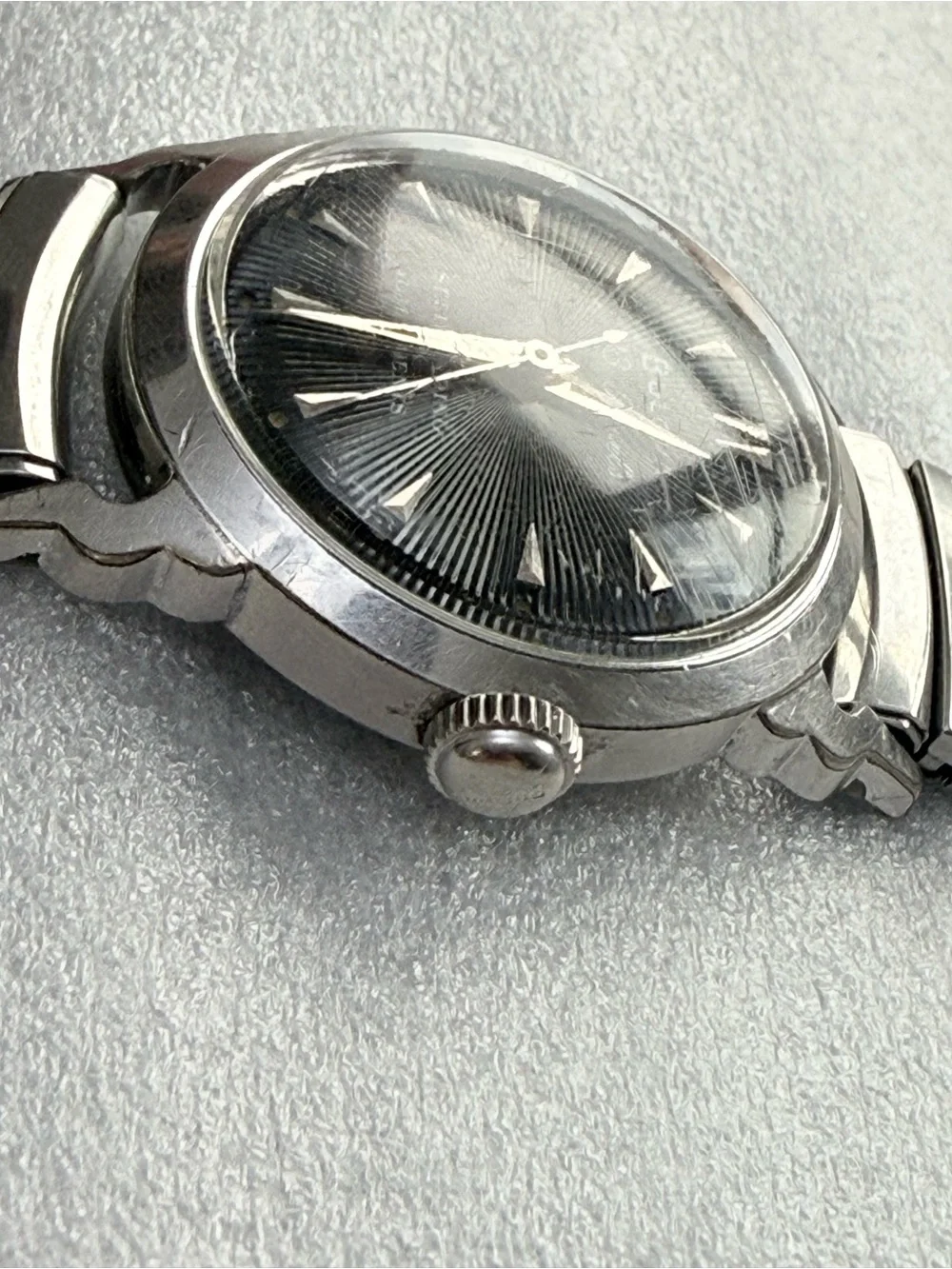 Vintage 1955 Bulova 23 Jewels Automatic Watch Black Sunburst Dial L5